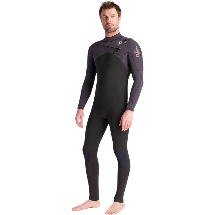 2024 C-Skins Mens NuWave Session 5/4/3mm Chest Zip Wetsuit C-NSE54MCZ - Black / Meteor x / Rust